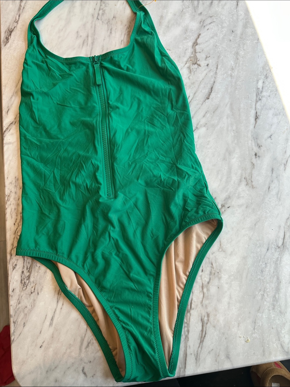 J. Crew Emerald Green Zip-Front One-Piece Swimsuit